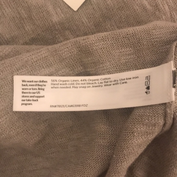 Eileen Fisher Silver Organic Linen High Collar Ribbed Knit Cardigan Size XS - Picture 10 of 13